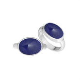 AR-6160-LP-6'' Sterling Silver Oval Shape Ring With Lapis Jewelry Bali Designs Inc